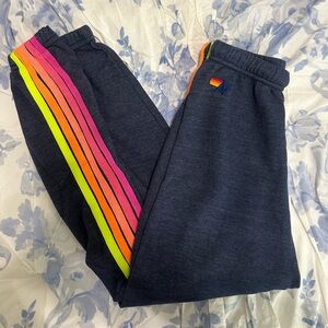 Aviator Nation Sweatpants in Heather Navy Neon Size Small